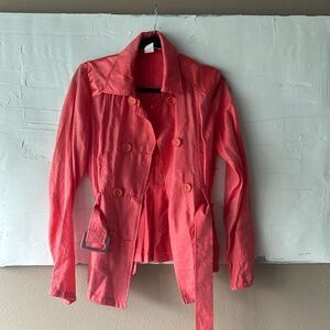 Pink Satin Blazer Jacket Medium Coral Pink Gorgeous Silky Sheen Perfect Cond